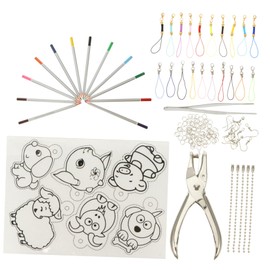 KICHOUSE 1set Heat Shrink Plastic Craft Kit for DIY Accessories Includes Blank Shrink Film Sheets for Charms Keychains Jewelry Making Great Fun for Boys and Girls and Parents