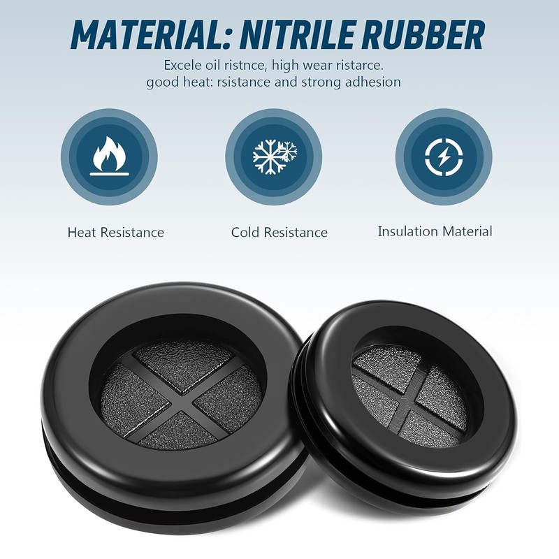 Round Rubber Plug Hole Grommet Kit 7 Sizes Black Double
