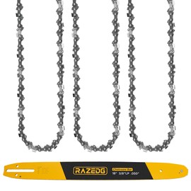 RazEdg 18 Inch Chainsaw Bar and Chain Combo, 3/8" LP Pitch, 050" Gauge, 62 Drive Links Fits Echo Ego Poulan Greenworks Kobalt Husqvarna Ryobi and More (1 Bar + 3 Chains)