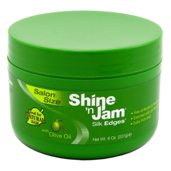 Shine-N-Jam Silk Edges With Olive Oil 8 Ounce Jar (Pack of 2)