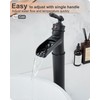 HOIGY Tall Bathroom Faucet Waterfall, Brass Bathroom Faucets Black Vessel