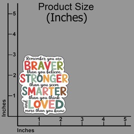 (3pcs) Remember You are Braver Stronger Smarter Loved Sticker Inspirational Quote Vinyl Waterproof Decal for Women Teens Kids Laptop Tumbler Journal Motivational Gifts Size 3" x 2.3"