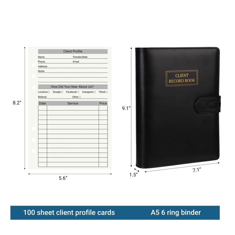 suituts Client Record Book, Hair Stylist Client Profile Book-Binder and