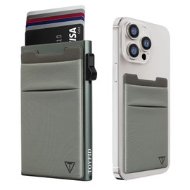 TOYFID Credit Card Holder with Coin Pocket, RFID Protection Pop Up Wallet, Men's Wallet, Mini Wallet, Minimalist and Wallet on the Back of Phone, gray, Modern