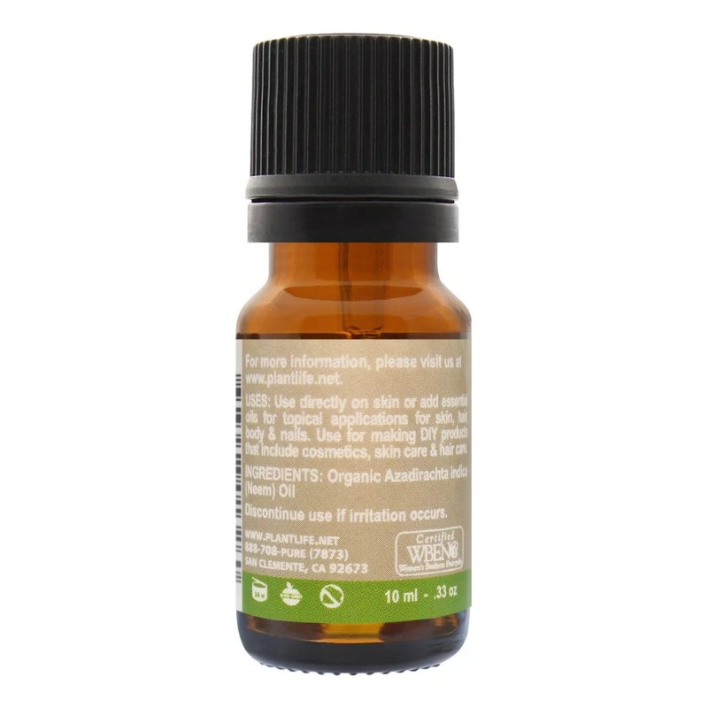 Plantlife Aceite De Neem Orgánico 100% Puro Aceite Base Pren