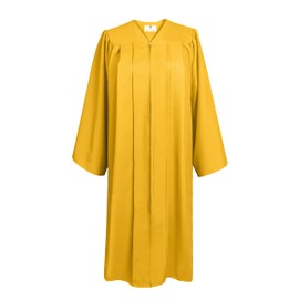 GradPlaza Matte Choir Robe for Church Baptism Officiant Confirmation Costume,Graduation Gown for School,Judge Robe,Pastor Robes Gold Size 45