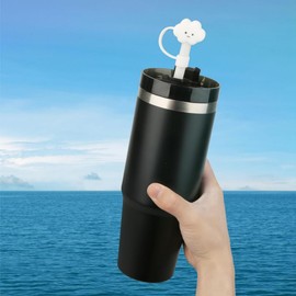 Straw Cover Caps, Pack of 4 Cover Caps, 10 mm Straw Cover, Portable Straw Cover Caps, Dustproof Protection, Cute Clouds Topper Tips Cover