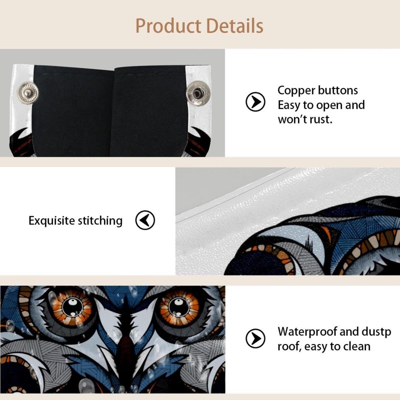 2 Pack Tissue Box Cover Holder, Blue Owl Head Rectangle