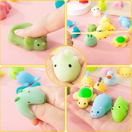 21Pcs Mochi Squishy Toys, Kawaii Mini Animal Squishy Soft Squeeze Fidget Toys, Stress Relief Sensory Toys Pack Party Bags Fillers for Boys Girls Birthday Party Favors Gifts