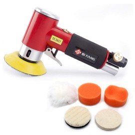 Updated 2 inch 3 inch Mini Orbital Air Sander Dual Action Sander Pneumatic Polisher Tool Kit for Auto Body Work (Red Air Sander with 2'' 3'' Pad)