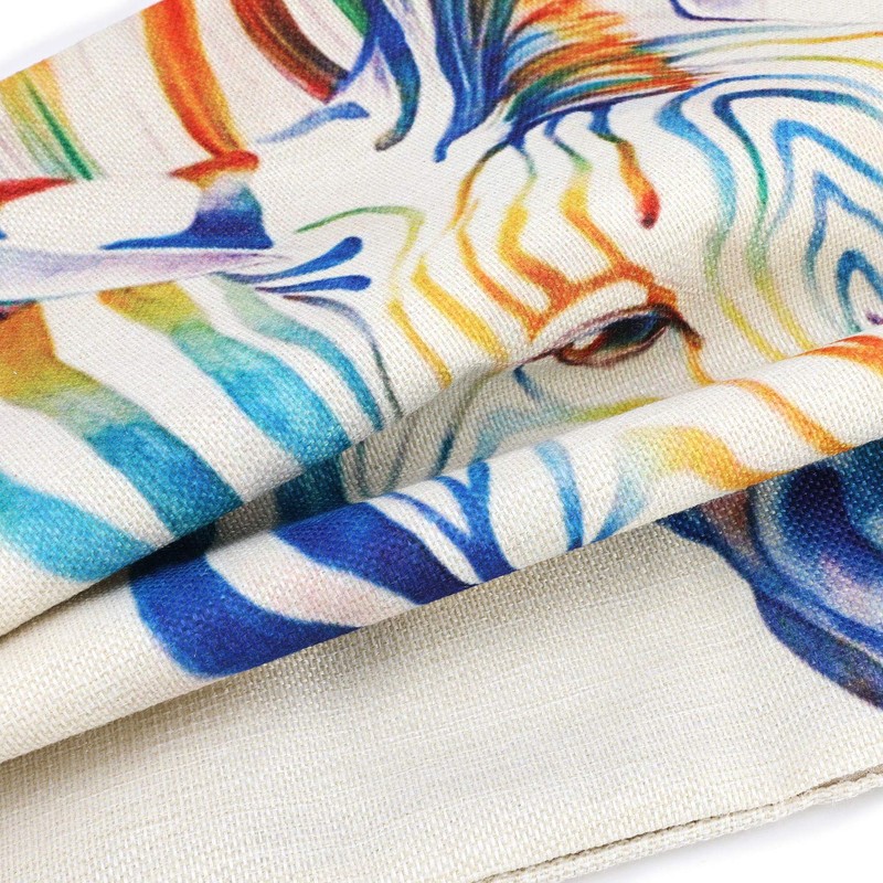 4 Pcs Rainbow Animal Theme Cushion Covers Square Throw Pillow