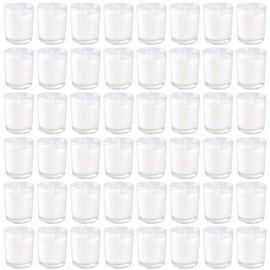 48-Pack of Unscented Warm White Votive Candles - 12 Hours Long-Lasting Burn Time - Clear Glass Unscented Votive Candles for Aromatherapy Spa Weddings Birthdays Holidays Party, Ideal Gift …