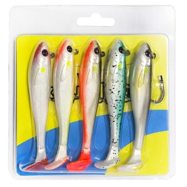 Kmucutie 5pcs Pre-Rigged Soft Fishing Lures，All-Conditions Paddle Tail Swimbaits for bass and Walleye，Fishing Bait for Freshwater Saltwater (2.7 INCH-0.23 OZ)