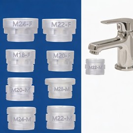 Faucet Thread Adapters 8PCS – Convert M18/M20/M22/M24/M28 to M22 Male, Fit M22 Female Faucet Filter, BPA-Free ABS