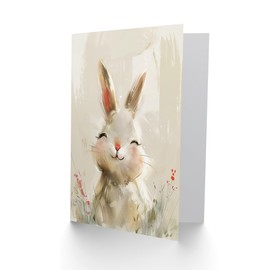 Artery8 Greeting Card Cute Smiling Bunny Rabbit Happy Baby Animal For Child Kids Birthday Card