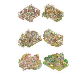 Large Size DIY 3D Sticker Scene Sticker Book for Children Adults 6 Sets 3D Sticker Scene DIY 3D House House Miniature Scene Sticker Therapy for Adults Stress Relief Pass Die Time