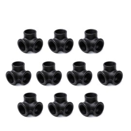 1" Black Side Outlet Elbow, Home TZH Cast Malleable Iron 3 Way Corner Pipe Fitting for Industrial vintage style DIY Project/Furniture/Shelving Decoration (10, Black 1 Inch)