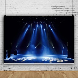 7x5ft Stage Spotlight Backdrop for Photography Blue Light Concert Background Superstar Drama Play Live Music Show Backdrop Party Decorations Banner Kids Adults Portrait Shooting Studio Props