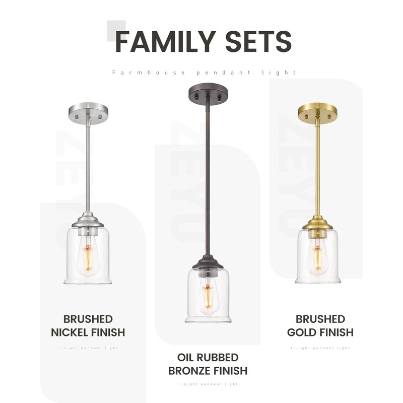 zeyu Farmhouse Hanging Pendant Lights 2 Pack, Modern Pendant Lights