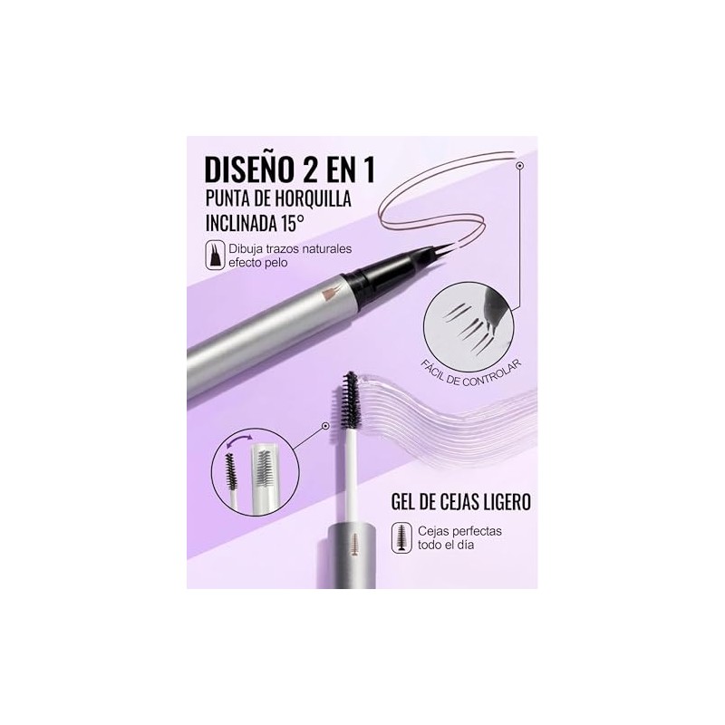 Erinde Líquido Lápiz Doble Punta para Cejas, Resistente al Agua