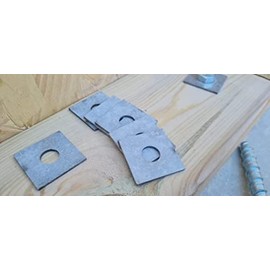 MegaMaxx Timber Wood Constructions Square Washer with Round 11mm Hole - Galvanised Heavy Duty Builders Washers for Bolts - Pack of 50 (50mm/M16)