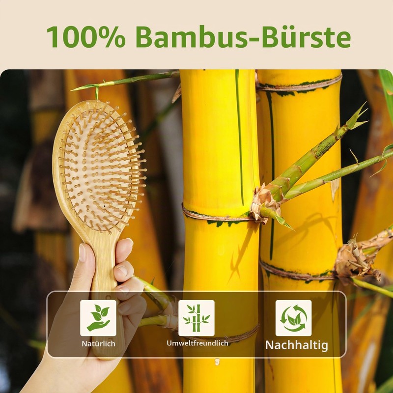 Combetter Hair Brush Natural Bamboo Paddle Detangling Hair Brush, Suit
