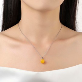 Citrine Necklace for Women Sterling Silver 10mm Round Real Gemstone Necklace Crystal Necklace Natural Stone Necklaces Citrine Jewelry Christmas Gifts for Women