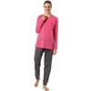 Women's Soft Cotton Long Pyjamas in Salmon Colours with Button