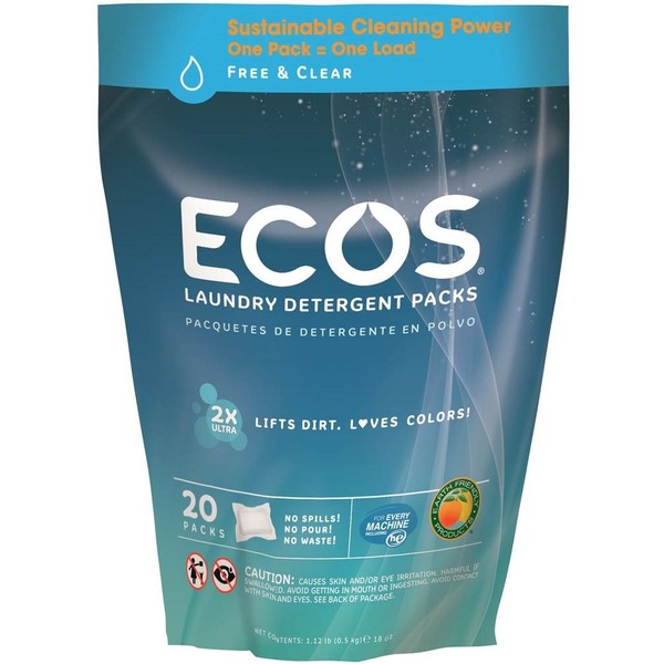 Ecos Laundry Detergent Pods Free and Clear 2X Ultra