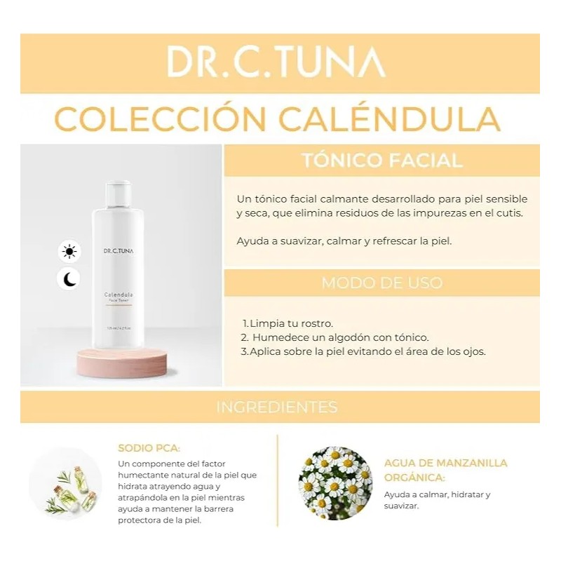 Set Pzas Calendula Crema Facial Tonico Jabón