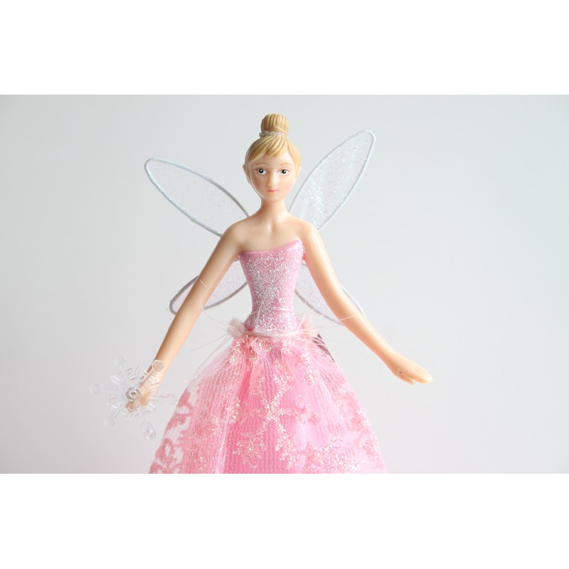 Gisela Graham 23cm Resin Fabric Snowflake Angel Tree Topper