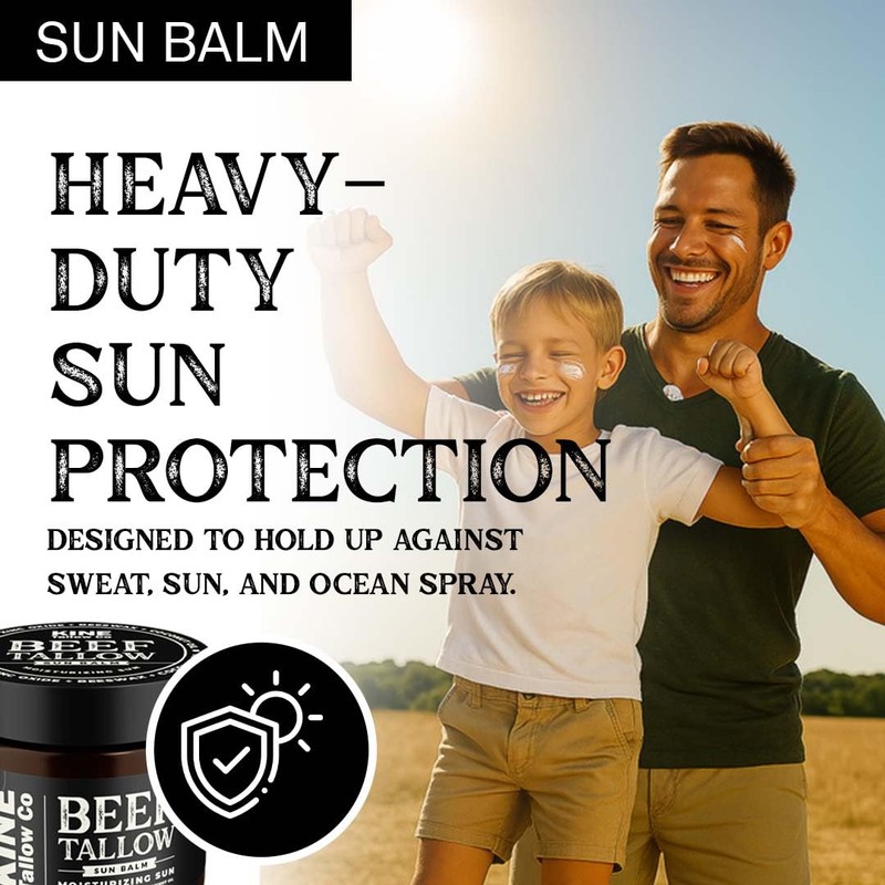 Kine Tallow Co. Moisturizing Tallow Sun Balm, Zinc Oxide Protection,