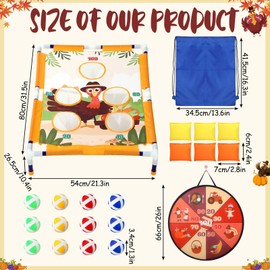 HyDren 22 Pcs Thanksgiving Toss Game Bean Bag Toss Game Fall Pumpkin Dart Board Throwing Game Dart Board with Balls for Boys Girls Adults Yard Indoor Outdoor Fall Toss Games