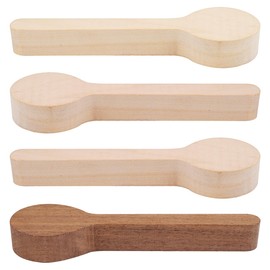 Pack of 4 Carving Spoons Wooden Blocks, 16 x 4 x 2 cm Wood Carving Spoon, Raw Wood for Carving, Carving Wood Blanks Spoons, Untreated, Carving Blanks for Beginners DIY Crafts (Beech, Walnut, Lime