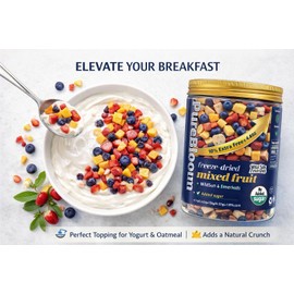 WildSap Emeralds Freeze Dried Mixed Fruit Snacks, 4.3 oz (120g) - Crunchy Dried Fruit Medley with Mango, Banana, Blueberry, Strawberry & Dragon Fruit - No Sugar Added, Gluten-Free, Non-GMO Healthy Vegan Snacks