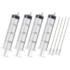 インジェクター 30ml 注射器 シリンジ + 針 ４セット 【バウストア】各種液体詰め替え