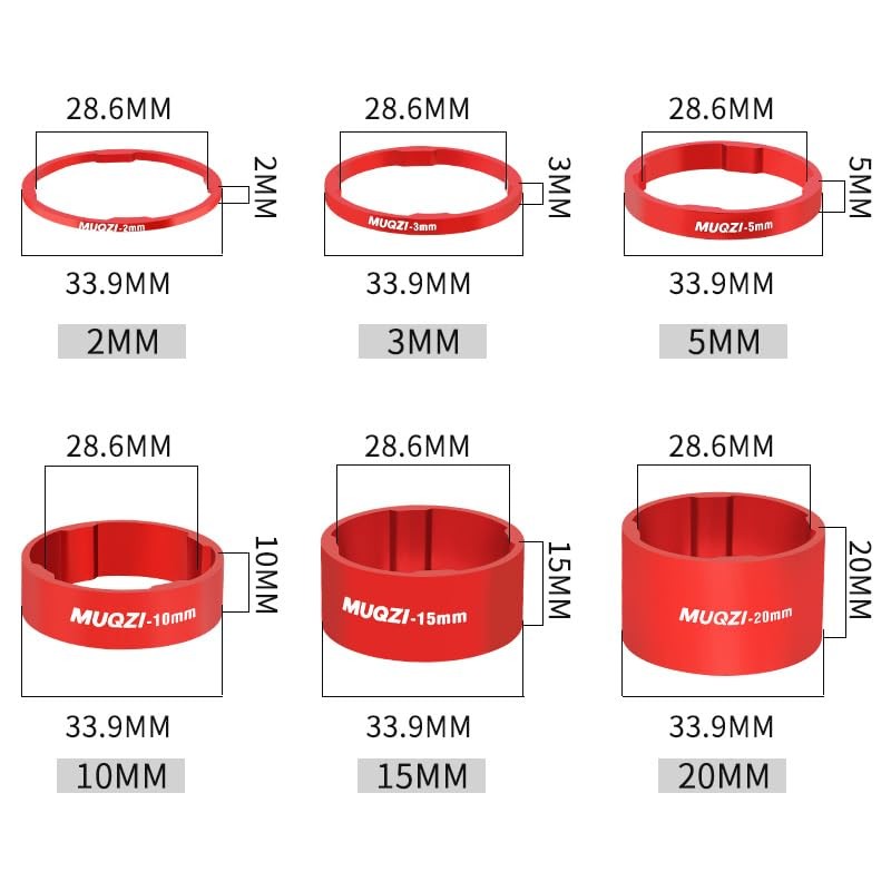 MUQZI Pack of 11 Bicycle Ahead Stem Spacer 1/8 Inch