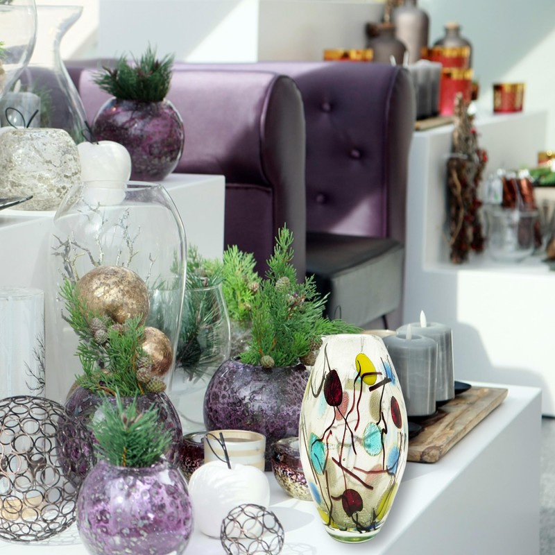 Murano Style Flora Vase Height Approx. 23.5 cm Handmade