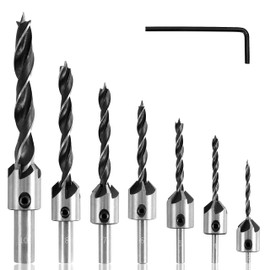 Countersink Drill Bit with Countersink 8 Pieces Countersink Drilling Bit Adjustment 90° Countersink Drill Bit Set Wood Spiral Drill Bit with Hole Reamer for Wood Processing Plastic