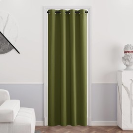PONY DANCE Blackout Curtain, Opaque Curtains, Living Room, Modern Opaque Curtains with Eyelets, Thermal Curtain, Cold Protection, 1 Piece, H 240 cm x W 140 cm, Olive Green
