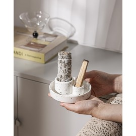 Ceramic Incense Holder, Palo Santo and Sage Holder, Sage Bundle Bowl, Smudging Tray for White Sage, Incense Burner, Smudge and Offering Plate (Palo Santo and Sage Holder)