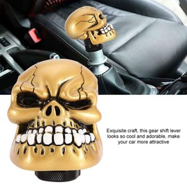 Fictory Gear Knob Skull, Universal Skull Gear Knob, Universal Gear Knob Lever Skeleton Skull Head Car Modified Gear Knob Stick Lever Shifter for Most Vehicles (Gold)