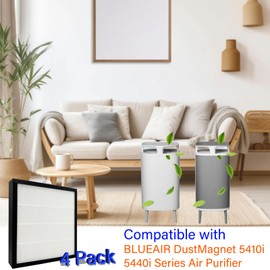 5400 Replacement Filter for BLUEAIR DustMagnet 5410i 5440i Air Purifier 5400 Series ComboFilter, 2-in-1, H13 True HEPA with High efficiency Activated Carbon, 4 Pack