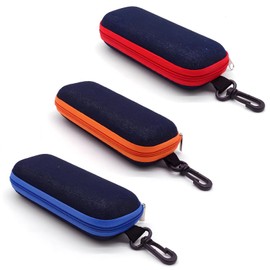 Cosswe Pack of 3 Portable Travel Glasses Bag with Zipper Fashion Hard Glasses Case Glasses Cases Made of Denim Fabric