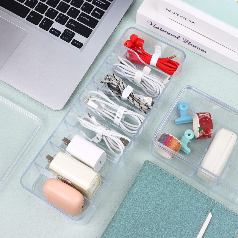 3 Pack Cable Storage Box Cable Tidy Box with 30