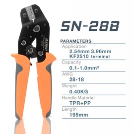 iCrimp SN-28B Dupont Terminal Ratchet Crimper 0.1-1.0mm ²(AWG28-18) for 2.54mm 3.96mm KF2510 JST XH VH Connectors