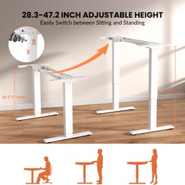 Dual Motor Electric Standing Desk Frame, Height Adjustable Desk Legs with 330lbs Capacity, for Max 90″ x 44″ Desktop, Ergonomic Sit Stand Up Desk Base Workstation for Home Office, White Frame Only