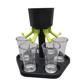 Creative gathering hexagonal wine dispenser, fair pouring dispenser, wine glass tray set, no one can raise fish now, (with 6 cups)