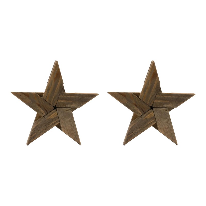 Melrose International Pine Wood Star Decor (Set of 2)