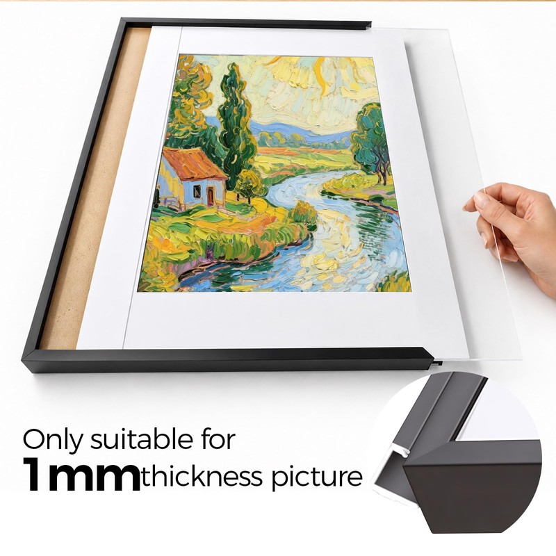 Easthope 11x14 in Black Aluminum Poster Frame, Wall Mount, 1